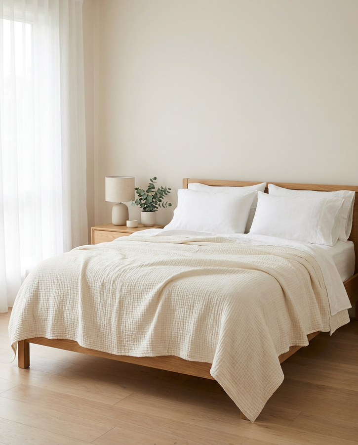 Solvrly Cloud Gauze Coverlet in White
