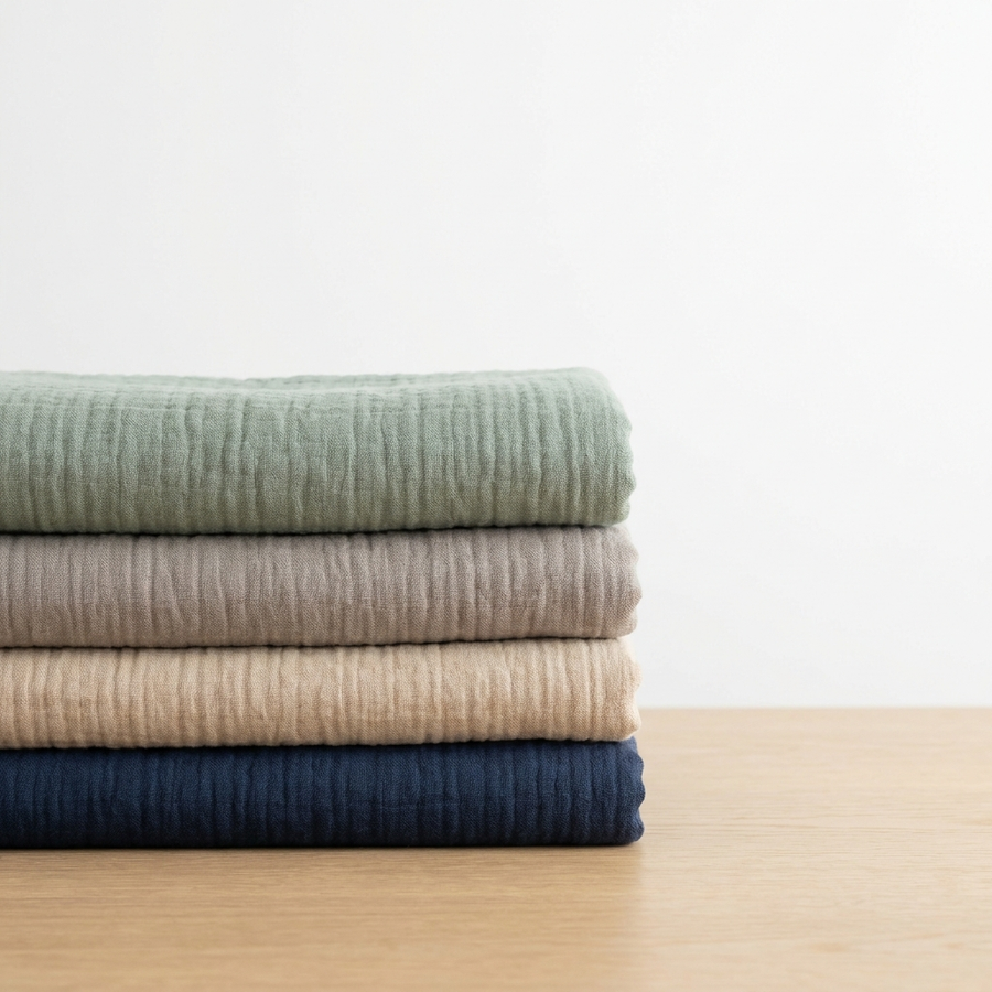 Solvrly Cloud Gauze Coverlet folded stack in all colours