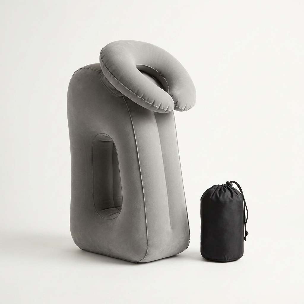 Solvrly Cloud Rest inflatable travel pillow with carry pouch