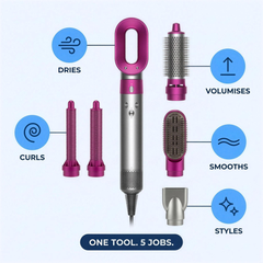 One tool, five jobs: dries, curls, volumises, smooths, styles