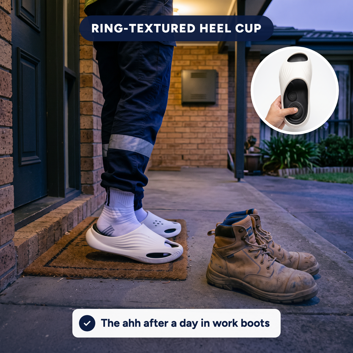 Solvrly Rise slides on after taking off work boots