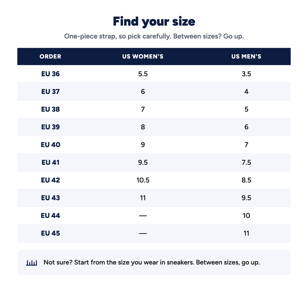 Solvrly Rise size chart