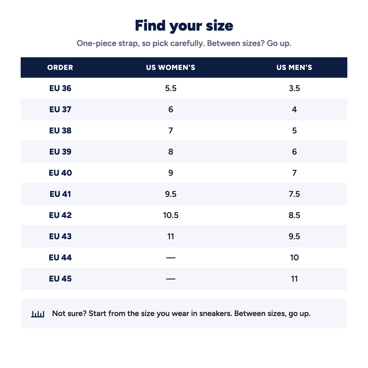 Solvrly Rise size chart